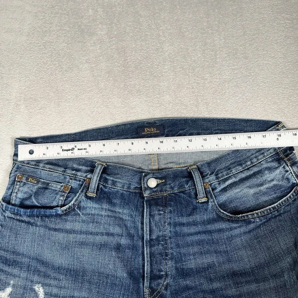 Polo Ralph Lauren Sullivan Slim Jeans Men's 36x32 Button Fly Distressed Patched